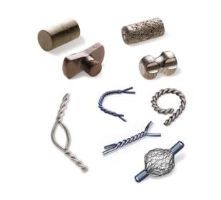 Hologic markører til brystbiopsisteder på hvid baggrund